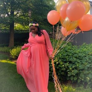 Chiffon Plus Maternity Maxi Dress